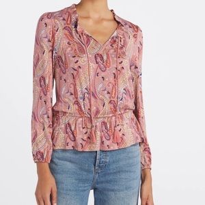 NWT Paisley Print Women's Peplum Top - Pink + Mauve